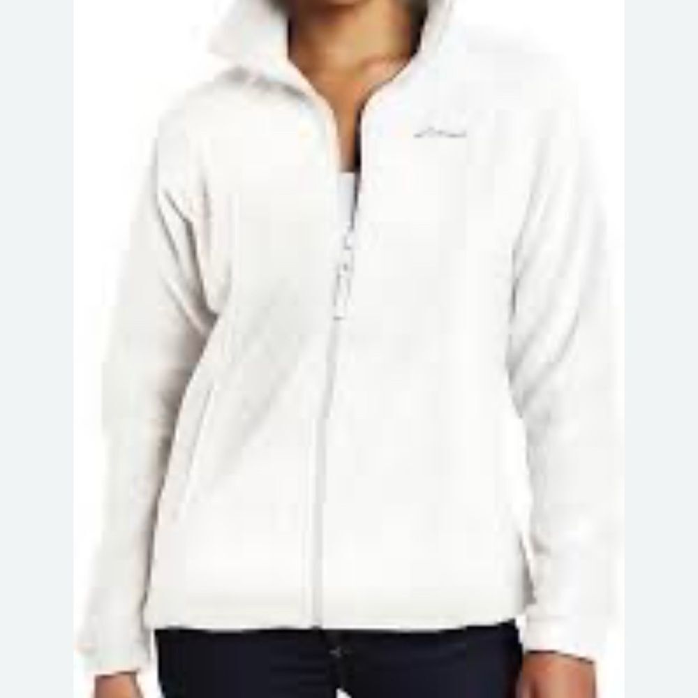 Columbia White Fleece Utility Zip Up Jacket